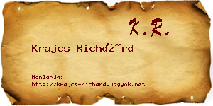 Krajcs Richárd névjegykártya